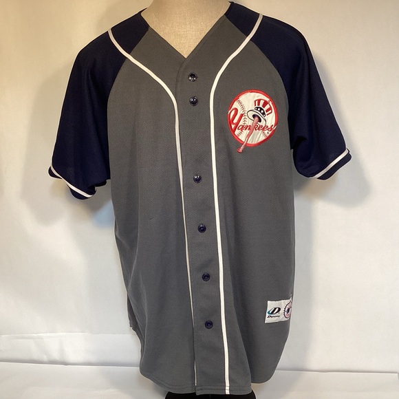 Dynasty Other - New York Yankees Gray and Blue Baseball Jersey Mens size Large by Dynasty